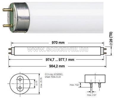 PHILIPS MASTER TL-D Super 80 36W/840 1SL 3-sávos fénycső 4000°K 3100lm L=1m (970mm) 1.