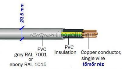 YYSCH 1x4x0,6mm² körkeresztmetszetű, tömör rézvezetőjű telefon vezeték 65V 1.