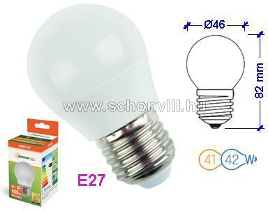 SPECTRUM 13024 LED-es kisgömb fényforrás 230V 6W 480lm E27 meleg fehér 17000h Ø46x82mm 1.