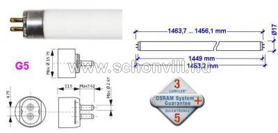 OSRAM 591469 HE 35W/830 Lumilux T5 fénycső 1449mm 3000K WW meleg fehér 1.