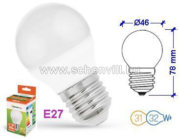 SPECTRUM 13032 LED-es kisgömb fényforrás 230V 4W 300lm E27 WW-meleg fehér 25000h Ø45x73,5mm SMD2835 1.