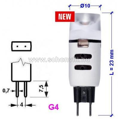 SPECTRUM 13040 LED-es fényforrás 12V 1,5W G4 WW (meleg fehér) 70lm 25000h Ø10x23mm, SMD 2323 LED 1.