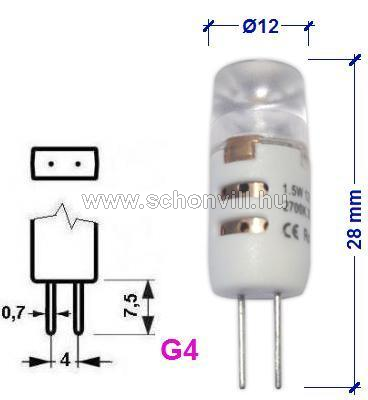 CALEX 473830 LED-es fényforrás 12V 1,5W G4 80lm 3000°K 25000h Ø12x28mm 1.