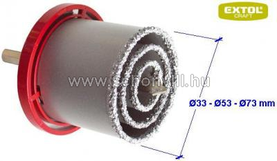 EXTOL 19600 körkivágó klt. volfrám; (33-53-73mm) téglához, csempéhez, fúrógépbe fogható, hexagonális 1.