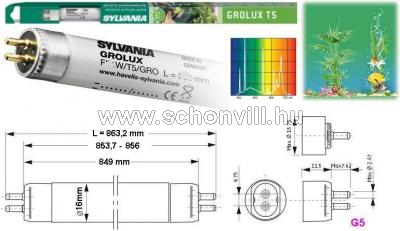 SYLVANIA 0002743 GROLUX FHO39W/GRO T5 G5 fénycső akváriumhoz és növényekhez 1.