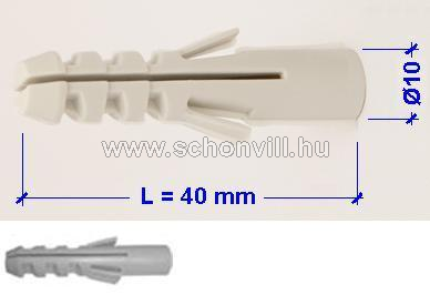 EURO 10 Ø10x40mm műanyag (PE) tipli 250db/doboz 1.