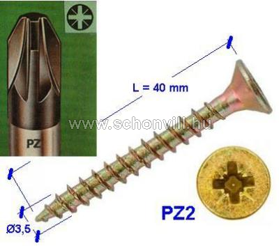 UC-3540 Ø3,5x40mm süllyesztett fejű faforgácslap csavar, horganyzott 1000db/doboz 1.