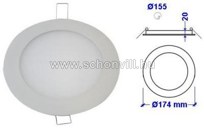 TRACON LED-DL-12NW Beépíthető LED álmenny. mélysugárzó fehér 100-240VAC 12W 800lm Ø174mm 4000°K IP40 1.