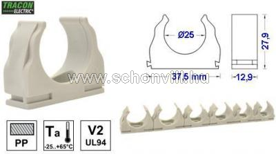TRACON CSS-25 Csőrögzítő, sorolható klipsz D=25mm, 3/4coll, PE 1.
