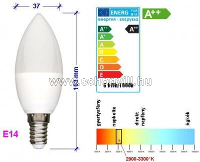 SPECTRUM 13026 LED-es gyertya fényforrás 230V 6W 480lm E14 WW (meleg fehér) 25000h Ø37x103mm 1.