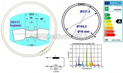 NARVA 116560000 LC 22W T5/840 2GX13 körfénycső 10000h; 1700lm; 4100°K; Ø195,5x227,5x16,5mm 1.