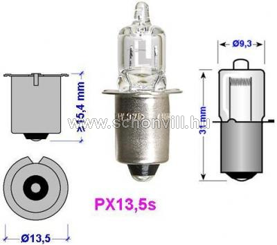 NBB 382030000 H 4,0V 850mA PX13.5s halogén világos mini (zseb)izzó T10 16h Ø9,3x31mm 1.