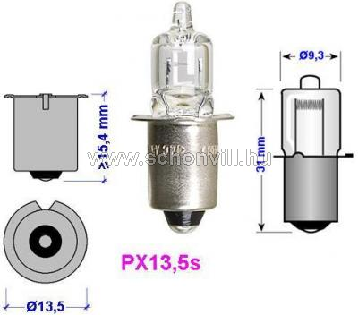 NBB 382110000 H 6,0V 400mA 2,4W PX13.5s halogén világos mini (zseb)izzó T10 16h Ø9,3x31mm 1.