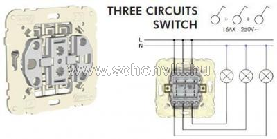 MEC 21088 - Hármas csillárkapcsoló betét 250V; 16AX 1.