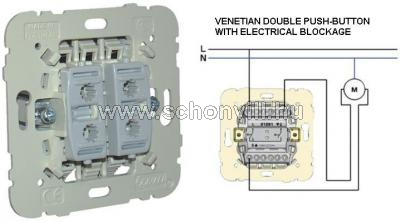 MEC 21281 - Redőnymozgató nyomógomb betét 250V AC; 10A; elektronikus retesszel 1.