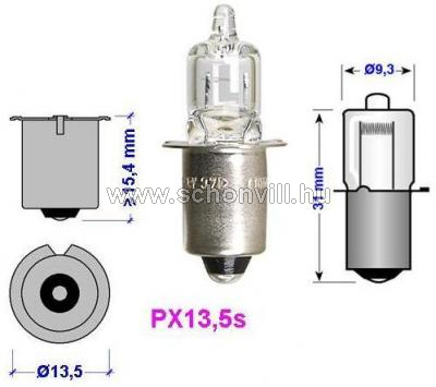 NBB 382120052 H 6,0V 500mA PX13.5s halogén világos mini (zseb)izzó T10 16h Ø9,3x31mm 1.