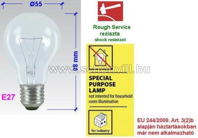 NBB 337002010 240V 40W E27 1000h A55 Ø55x98mm világos búrás normál izzó, rázásszilárd 1.