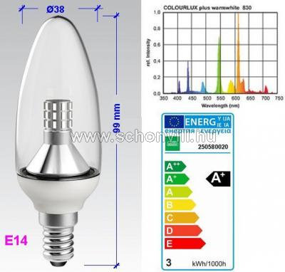 NBB 250580020 C37 4W 230-240V 3000°K 300lm E14 LED gyertya izzó 1.