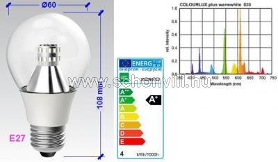 NBB 250580010 LQ CRYSTAL 230-240V A60 4,5W 3000K E27 LED-es normálizzó 1.