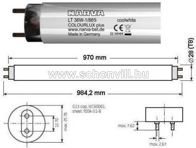 NARVA 108535000 LT 36W-1 T8/865 Ø26x970mm 6500°K napfény fehér fénycső 1.