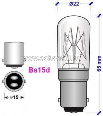 WB 241036 speciális jelzőizzó 230V 25W Ba15d T22 Ø22x65mm 2000h 1.