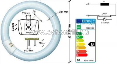 NBB 116111000 LC 22W T9/865 6500°K 1450lm G10q Ø=216mm körfénycsö 1.