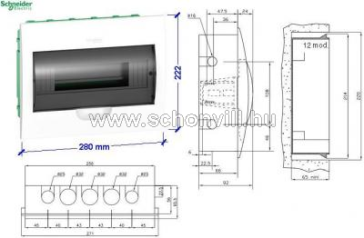 SCHNE EZ9E112S2F Lakáselosztó sülly. 1x12 modulos, átlátszó ajtóval 1.