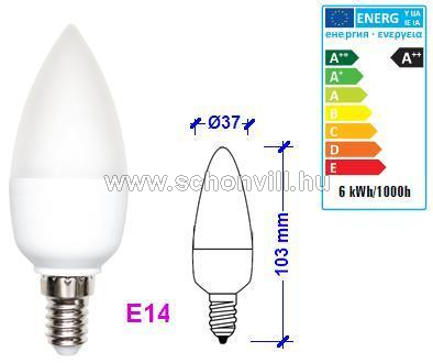 SPECTRUM 13758 LED-es gyertya fényforrás 230V 6W 470lm E14 NW natúr fehér 25000h Ø37x103mm SMD2835 1.