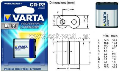 VARTA CR-P2 6204 6V 1600mAh fotó lítium elem 1.