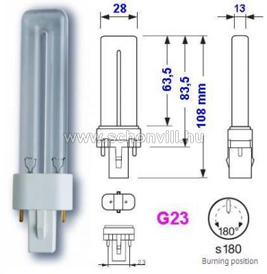 OSRAM 229946 HNS S 5 W G23 UVC germicid kompakt fénycső 8000h HKD-val 1.