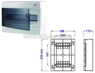 ETI ECT18PT DIDO-E 1x18 modulos falonkivüli kiselosztó átlátszó ajtóval IP40 1.