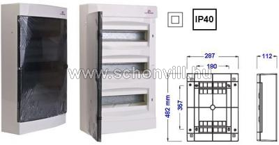 ETI ECT36PT DIDO-E 3x12 modulos falonkivüli kiselosztó átlátszó ajtóval IP40 1.