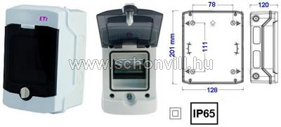 ETI ECH-4G DIDO-ECH 1x4 modulos kültéri falonkívüli kiselosztó átlátszó ajtóval IP65 1.