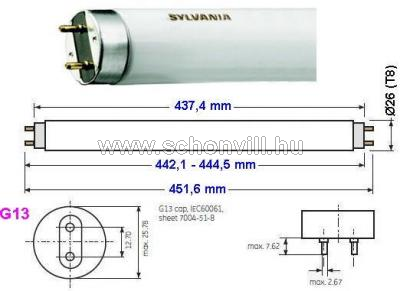 SYLVANIA 0000567 F15W/T8/840 fénycső 4000°K G13 20000h 1.