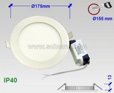 NBB 253400001 RIKI-V LED 240V 12W 4000°K IP40 Ø175x13mm süllyesztett álmennyezeti lámpatest 1.