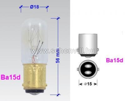 NBB 371104000 AR 240V 20W B15d CLEAR csőbúrás izzó 1000h Ø18x52mm 1.