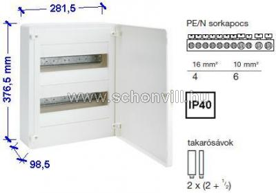 HAGER VS212PD Lakáselosztó 24mod falon kívüli, teleajtóval, +PE/N 1.