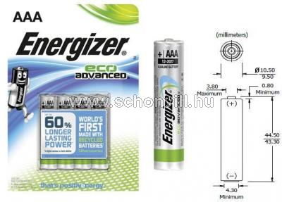 ENERGIZER ADVANCED ECO AAA LR03 alkáli elem 1,5V 4db/bliszter 1.