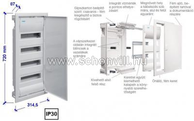 HAGER VU48NE 48-modulos kiselosztó műa. süllyesztett, fém teleajtóval 1.