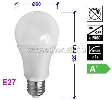 SPECTRUM 13910 SMD LED-es fényforrás, 230V 11,5W 1050lm E27 WW (meleg fehér) 17000h Ø60x120mm 220° 1.