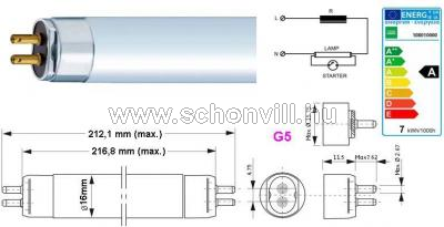 NBB 108006000 LT 6W T5/840 SHORT 4000°K G5 330lm 12000h Ø16x212mm 1.