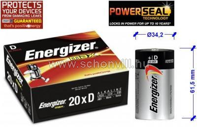 ENERGIZER MAX D LR20 alkáli góliát elem 1,5V 20db/doboz 1.