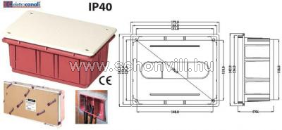 ELETTROCANALI EC350C5P 160x130x70mm süllyesztett kötődoboz + tető IP40, karton védőfedéllel 1.