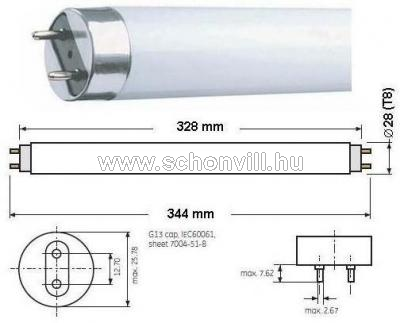 NBB 108102000 LT 10W T8/865 fénycső 10000h 6500°K G5 Ø16x517mm 1.