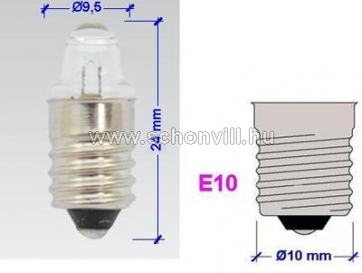 NBB 378006000 1,2V 250mA E10 mini nagyítósvégű (Lens-end) Ø9,5x24mm zsebizzó 1.