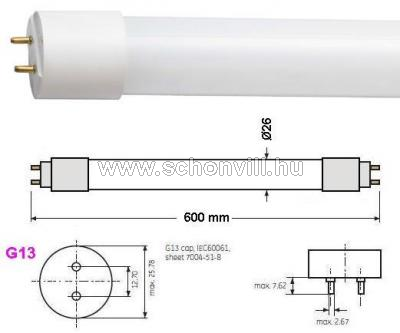 SPECTRUM 22301 LED-fénycső 10W, L=600mm, 3600-4800°K natúr fehér, G13 900lm 26000h 1.