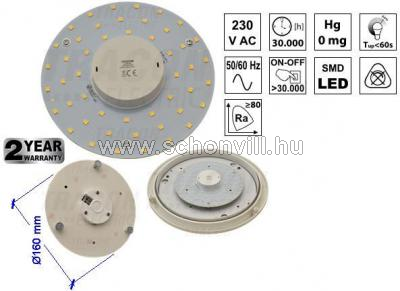 TRACON LLM9NW Beépíthető LED világító modul lámpatestekhez 230 VAC, 9 W, 4000 K, 630 lm, EEI=A 1.