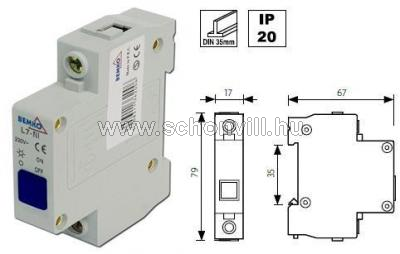 BEMKO A15-L7-NI Jelzőlámpa sínre 230VAC 0,3mA IP20 kék 1.