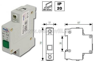 BEMKO A15-L7-ZI Jelzőlámpa sínre 230VAC 0,3mA IP20 zöld 1.