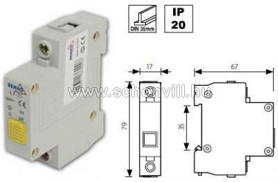 BEMKO A15-L7-ZO Jelzőlámpa sínre 230VAC 0,3mA IP20 sárga 1.